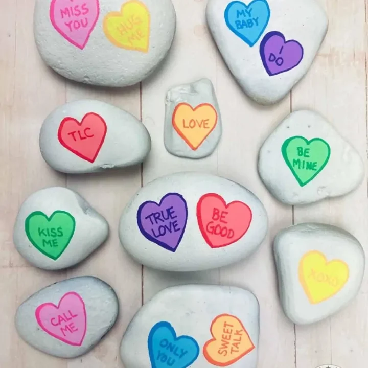 Image for 8. Conversation Hearts Rock Art Project