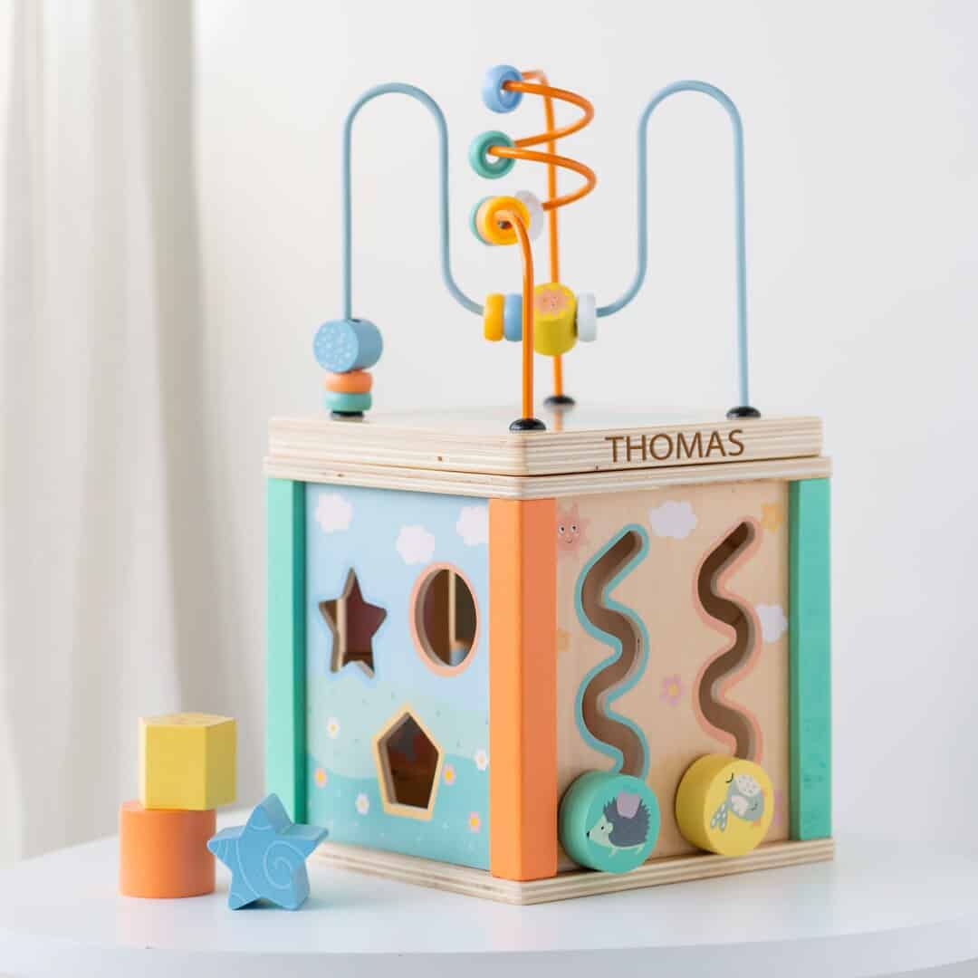 Image for 4. Personalised Kids Wooden Toy Motor Activity Cube