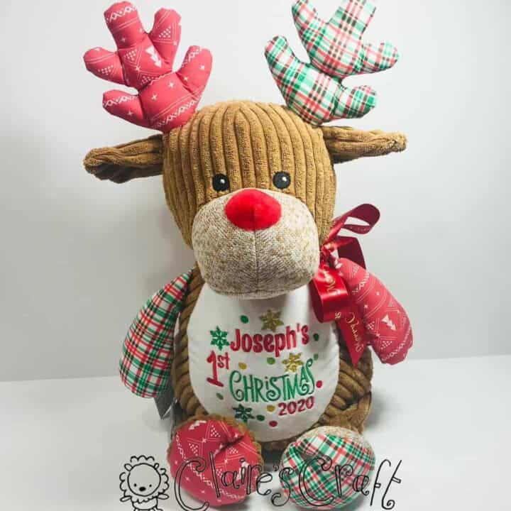 Image for 10. Personalised Embroidered Christmas Reindeer Teddy