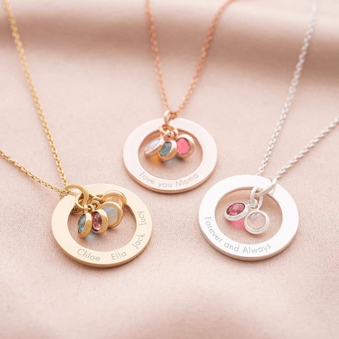 Image for 2. Family Eternal Ring and Birthstone Personalised Necklace