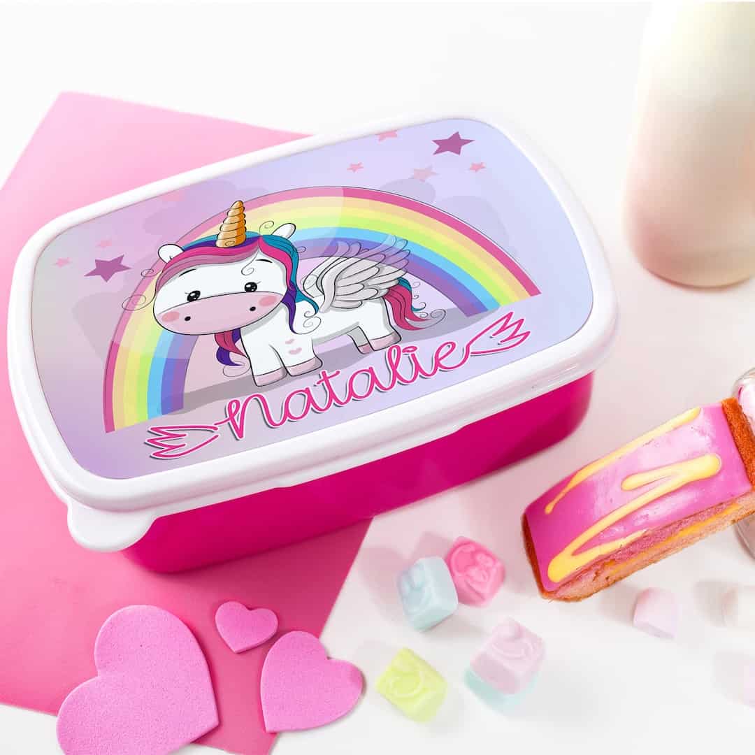 Image for 3. Personalised Girls UNICORN Lunch Box