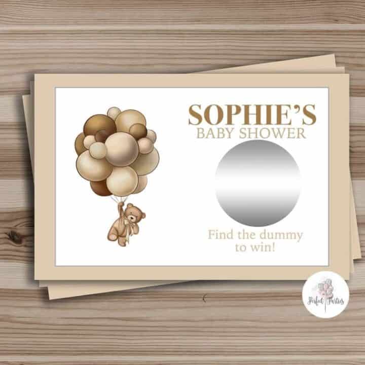 Image for 7. Personalised Teddy Bear Baby Shower Scratch Cards
