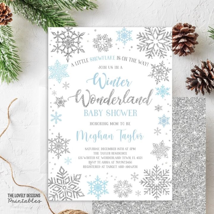 winter wonderland baby shower invites